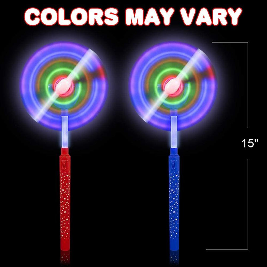 Light Up Swivel Spinner Wand, 15" LED Spin Toy for Kids with Batteries Included, Great Gift Idea for Boys and Girls, Fun Birthday Party Favor, Carnival Prize - Colors May Vary