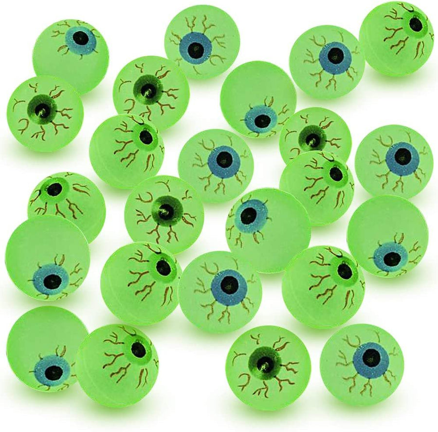 Glow in The Dark Eye Bouncing Balls - Bulk Pack of 12 – 1.25" High Bounce Bouncy Balls for Kids, Glowing Party Favors and Goodie Bag Fillers for Boys and Girls
