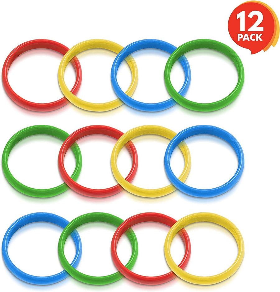 Gamie Carnival Cane Rack Rings - Set of 12 - Colored Hoops for Ring Toss Games and More - Durable Plastic - Carnival Supplies for Party Activities, Outdoor and Indoor Fun
