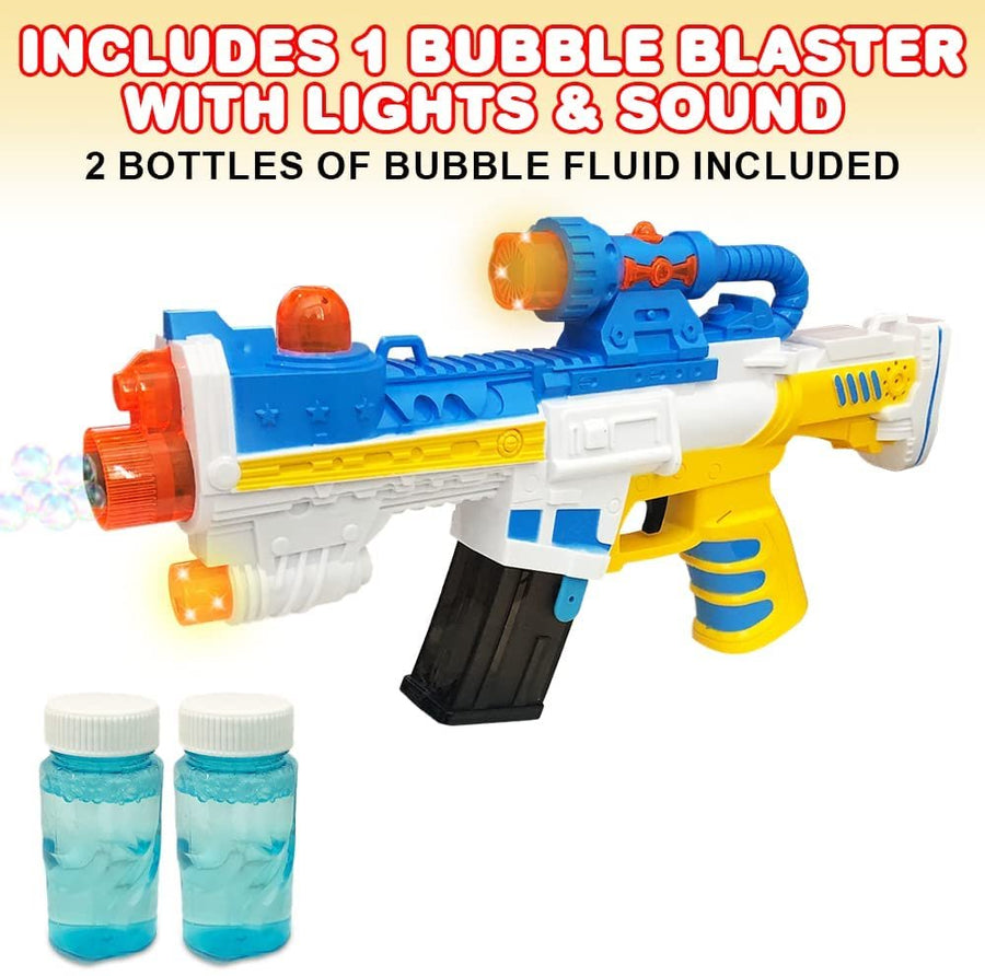 Mega Bubble Blaster with Flashing Lights and Sounds, Includes Light Up Bubble Gun and 2 Bubble Refill Bottles, Special Ops Bubble Machine Gun with Shoulder Strap, Great Gift for Ages 3+