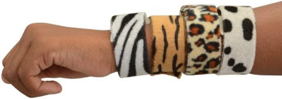 Animal Print Slap Bracelets for Kids, Set of 8, Assorted Slap Bands with Zebra, Cheetah, Tiger, and Cow Prints, Zoo, Safari, and Animal Birthday Party Favors and Goodie Bag Fillers