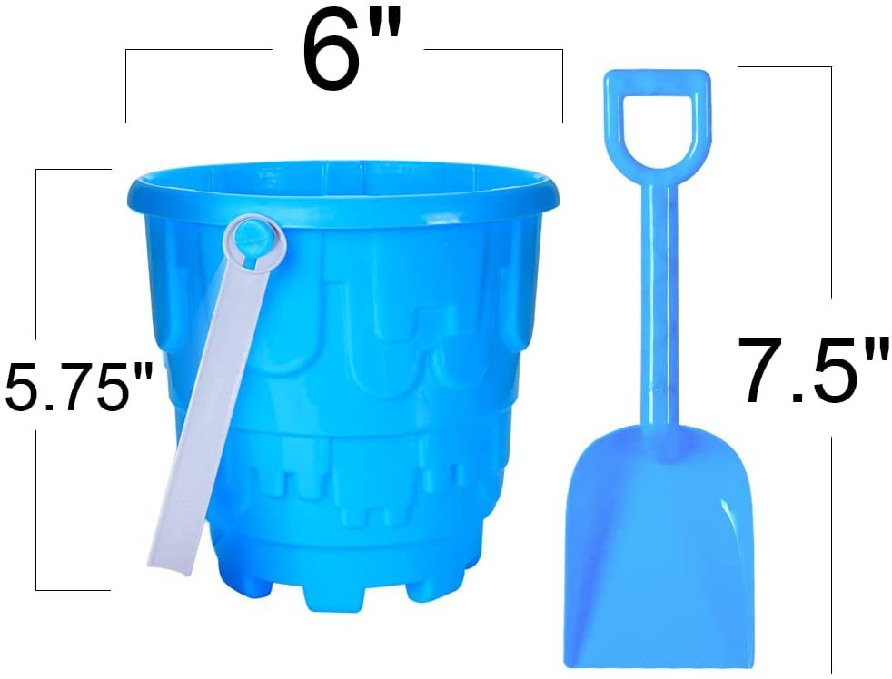Beach Sand Castle Buckets and Shovels Set, Includes 12 Shovels and 12 Pail Buckets with a Sand Castle Design Inside, Sandcastle Building Toys, Fun Summer Sand Toys for Boys and Girls