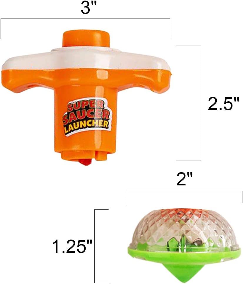 Light Up Top Launcher, Set of 6, Spinning Toys for Kids with Flashing LEDs, Light-Up Birthday Party Favors, Goodie Bag Fillers, Holiday Stocking Stuffers