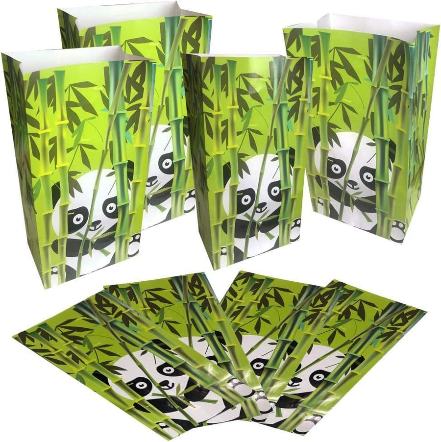 Panda Paper Party Favor Bags, Pack of 12, Fun Theme Goodie Gift Bags, Durable Treat Bags, Zoo-Themed Party Supplies and Favors for Birthday, Baby Shower, Holiday Goodies