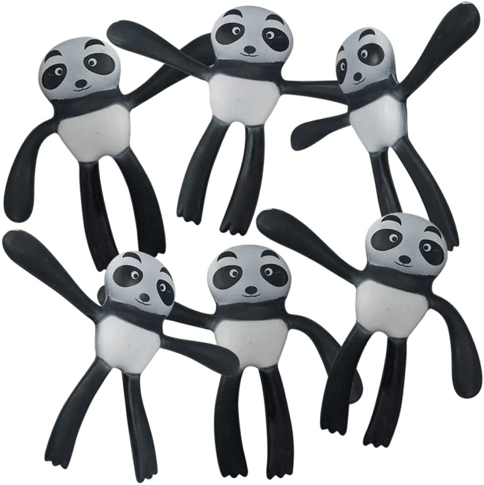 Bendable Panda Toys, Set of 6, Flexible Figures, Stress Relief Fidget Toys for Kids, Fun Birthday Party Favors, Goodie Bag Fillers for Boys and Girls