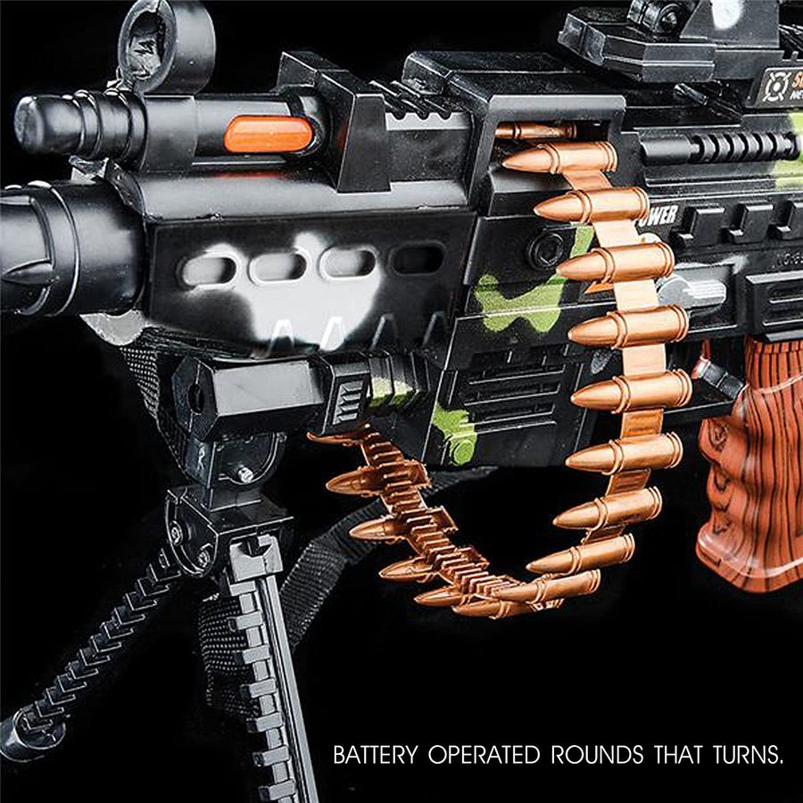 Toy Machine Gun with Scope, Sounds & Flashing Lights - Thrilling 25" Submachine Toy Gun