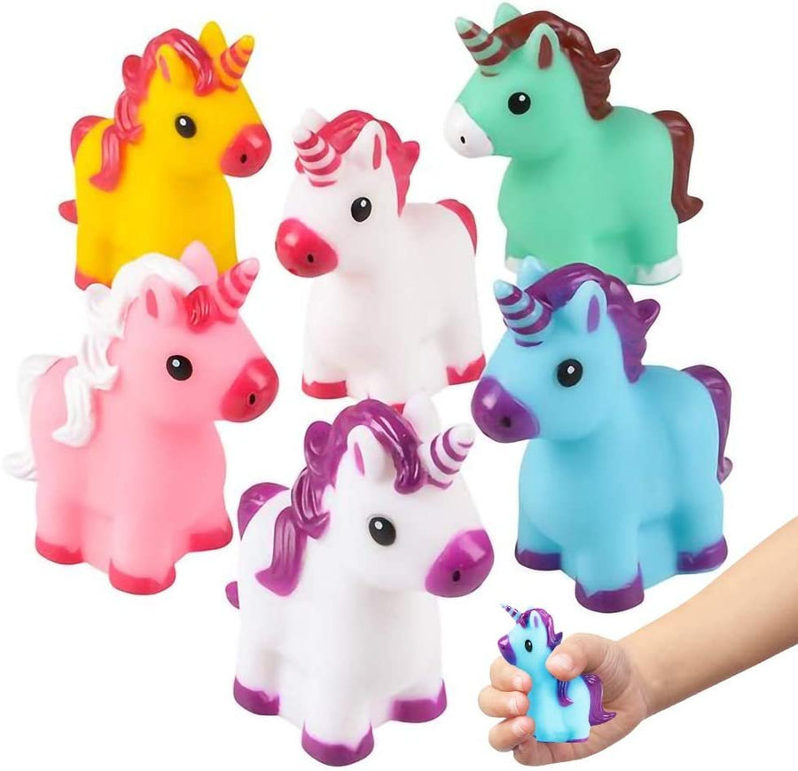 Unicorn Rubber Toys for Kids - Pack of 12 - Unicorn Birthday Party Favors and Supplies, 2" Floating Bath and Pool Water Toys for Girls, Cute Goodie Bag Fillers, Assorted Colors