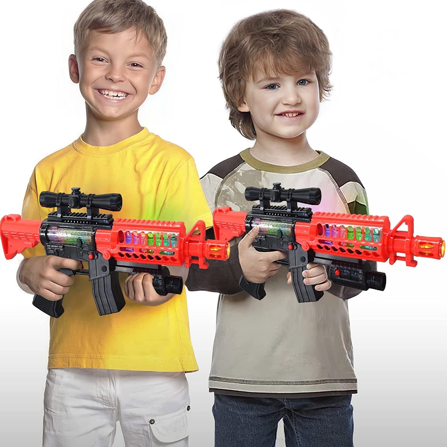Artcreativty Toy Rifle Vibrating Toy Guns for Boys, 13.25" Light Up Fake Gun with Sounds, Immersive Vibration, and Batteries Included, Military Toy Machine Gun, Toy Guns for Boys 8-12