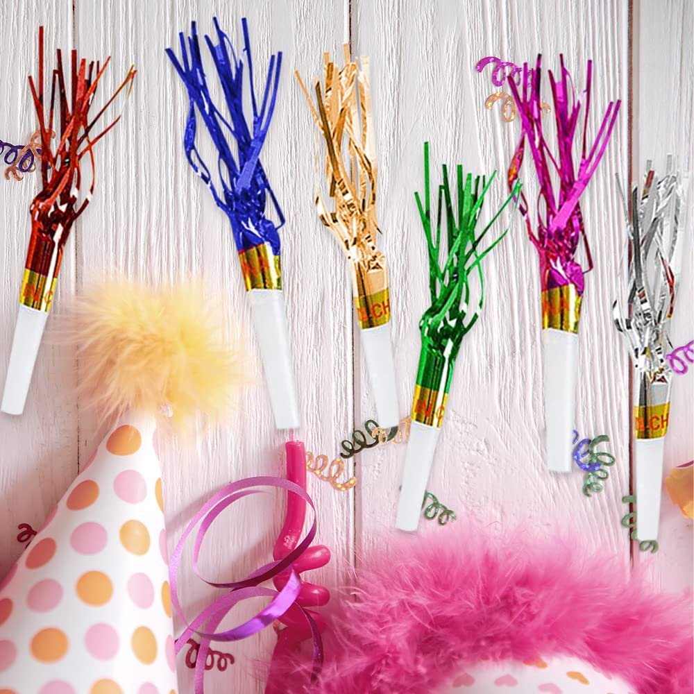 Fringed Noisemaker Toys, Set of 144, New Years Eve Party Supplies for Festive Celebration, Bright Colors for Eye-Catching Decoration, Party Noise Makers for Kids and Adults