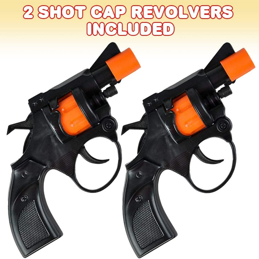 Shot Cap Revolver Toy Gun for Kids, Set of 2, Cool Shooter Toys for Boys and Girls, Kid-Safe Revolver Toy Pistol for Active Fun, Great Christmas or Birthday Gift for Children
