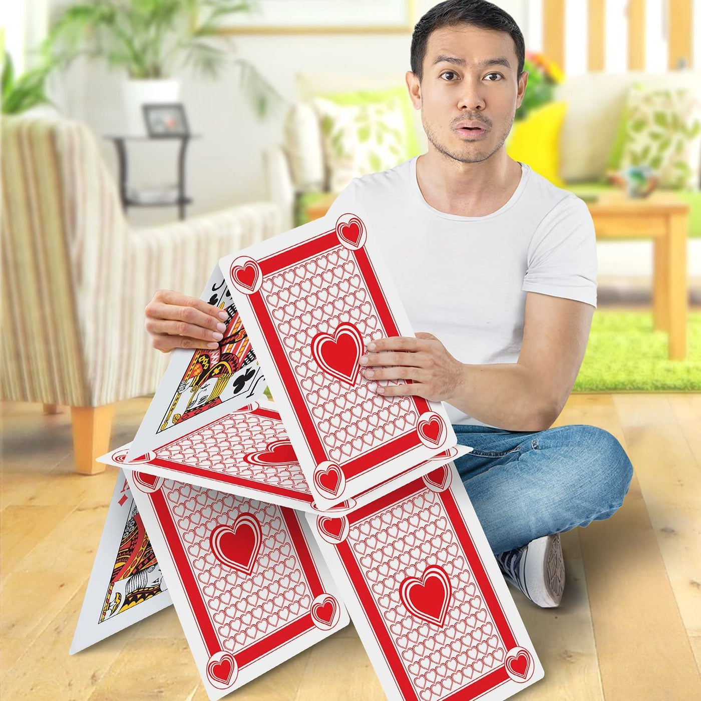 Jumbo Giant Poker Playing Cards Deck - 10.5"es X 14.5"es - Extra Large Card Set with 2 Jokers - Huge Casino Game Cards for Kids and Adults - Oversize Poker Party Decorations - 1 Pack