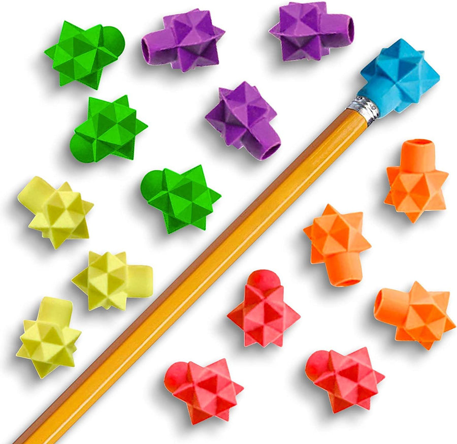 Star Pencil Top Erasers for Kids - 48 Pcs - Colorful Eraser Caps Toppers for Boys and Girls - Classroom Prize, Teacher Rewards, Stationery Birthday Party Favors, Goody Bag Stuffers