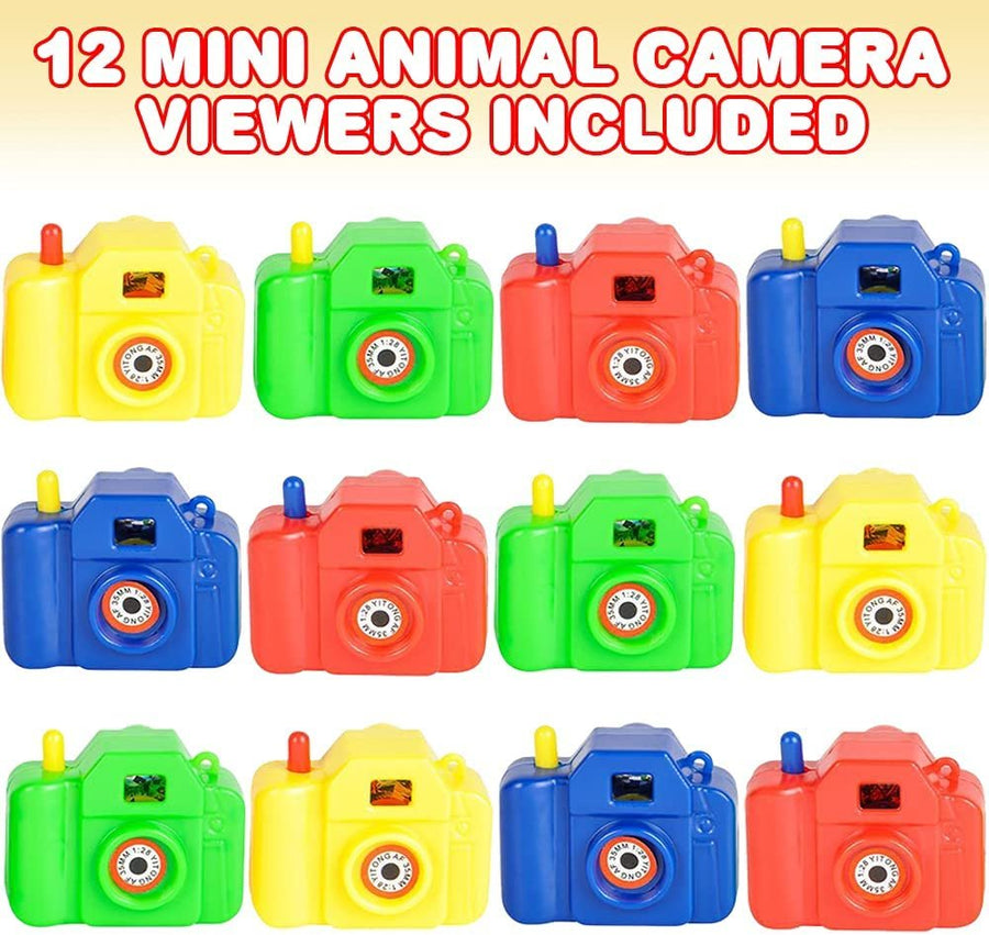 Mini Plastic Animal Camera Viewers, Set of 12, Children’s Pretend Play Prop with Images in Viewfinder, Fun Birthday Party Favors, Goodie Bag Fillers, Holiday Prize for Boys and Girls