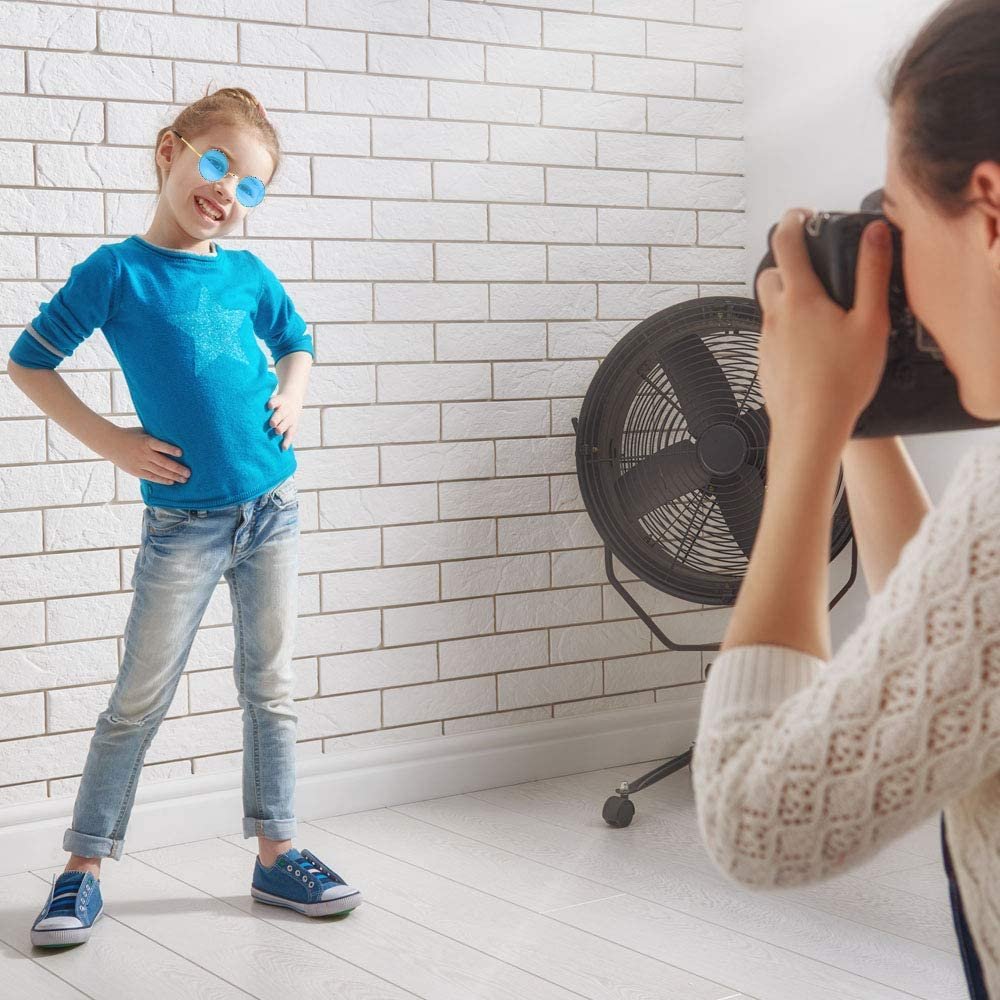 Round Colored Glasses - Pack of 3 - Hippy Style Circle Shades with Gold Frame - Vintage Glasses for 60s Hippie Costume, Disco Party, for Boys and Girls - Blue, Pink, and Purple