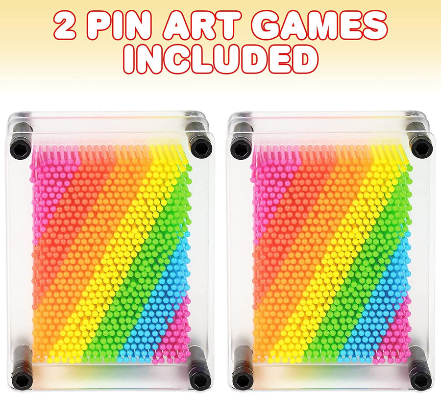 Rainbow 3D Pin Art Toy, Colorful Pin Art Board Sensory Toy for Kids (Set of 2)
