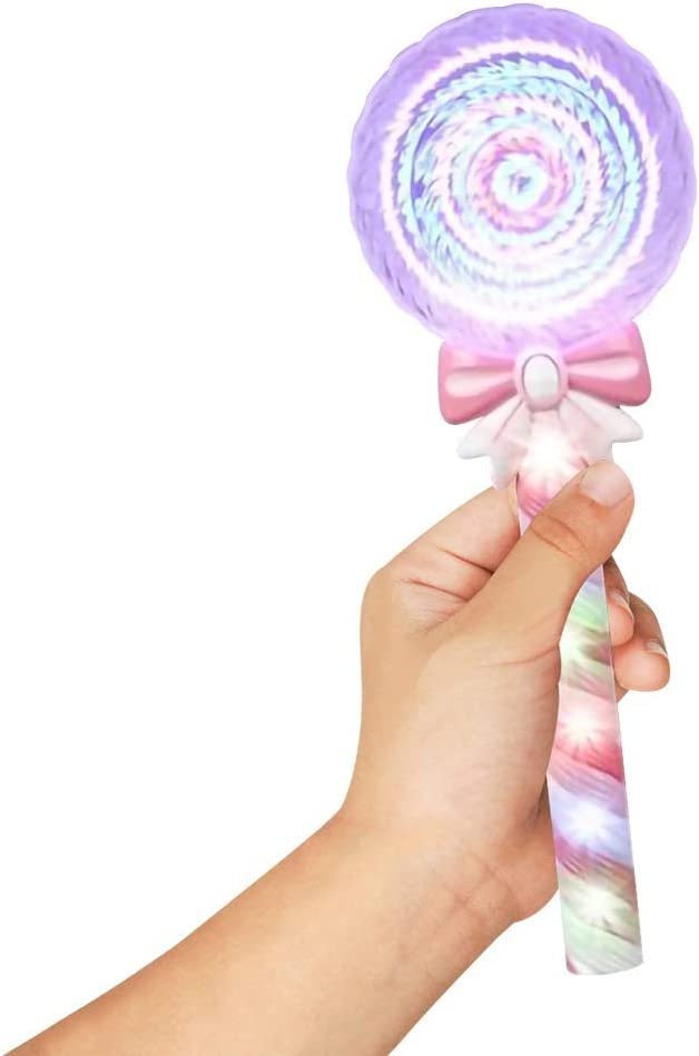 Light Up Spinning Lollipop Wand, 12" LED Princess Wand for Kids with Batteries Included, Great Gift Idea for Boys and Girls, Fun Pretend Play Prop, Carnival Prize