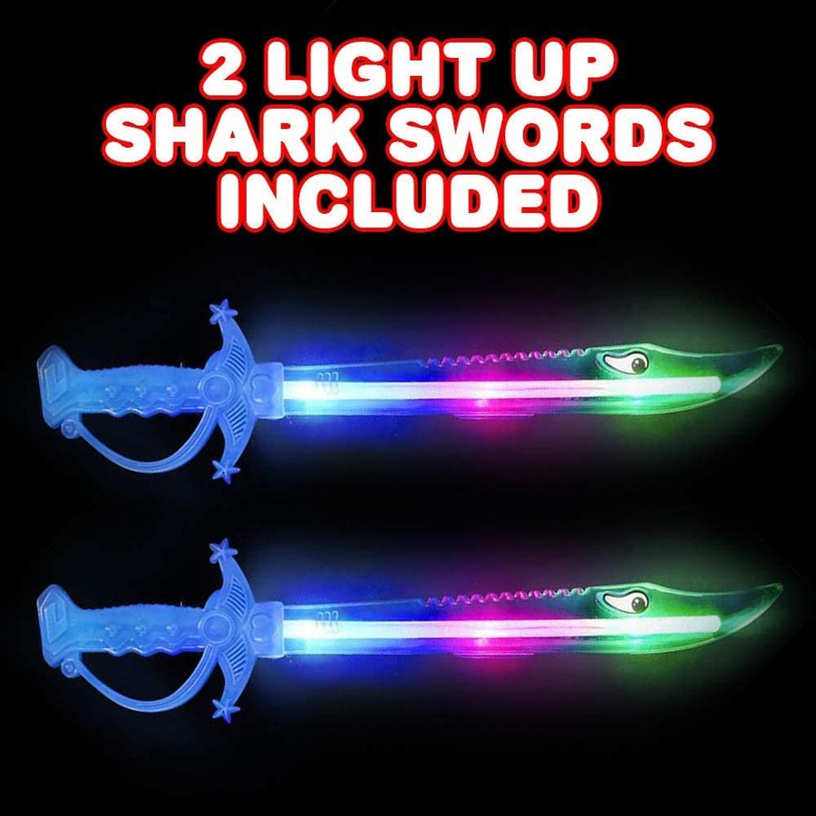 Light Up Shark Sword for Kids, Set of 2, 15" Toy Sword with Flashing LED Lights, Halloween Dress-Up Costume Accessories, Best Birthday Gift for Boys and Girls Toddler Toys Age 2-4