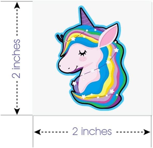 Unicorn Temporary Tattoos for Kids, Assorted Non-Toxic 2" Tats - Bulk Pack of 144