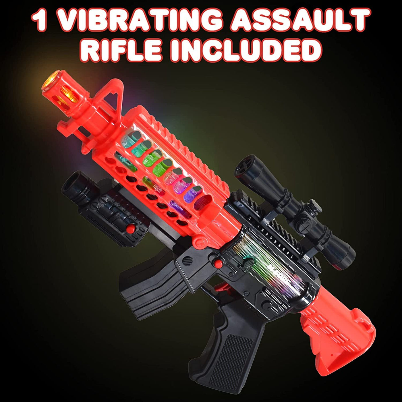 Artcreativty Toy Rifle Vibrating Toy Guns for Boys, 13.25" Light Up Fake Gun with Sounds, Immersive Vibration, and Batteries Included, Military Toy Machine Gun, Toy Guns for Boys 8-12