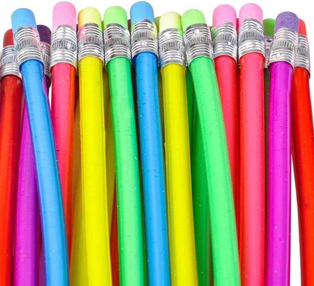 13 Inch Bendable Pencils for Kids - 12 Pack - Fun and Functional Bendy Writing Pencils - Birthday Party Favors, Goodie Bag Fillers, Classroom Gifts, Back to School Supplies
