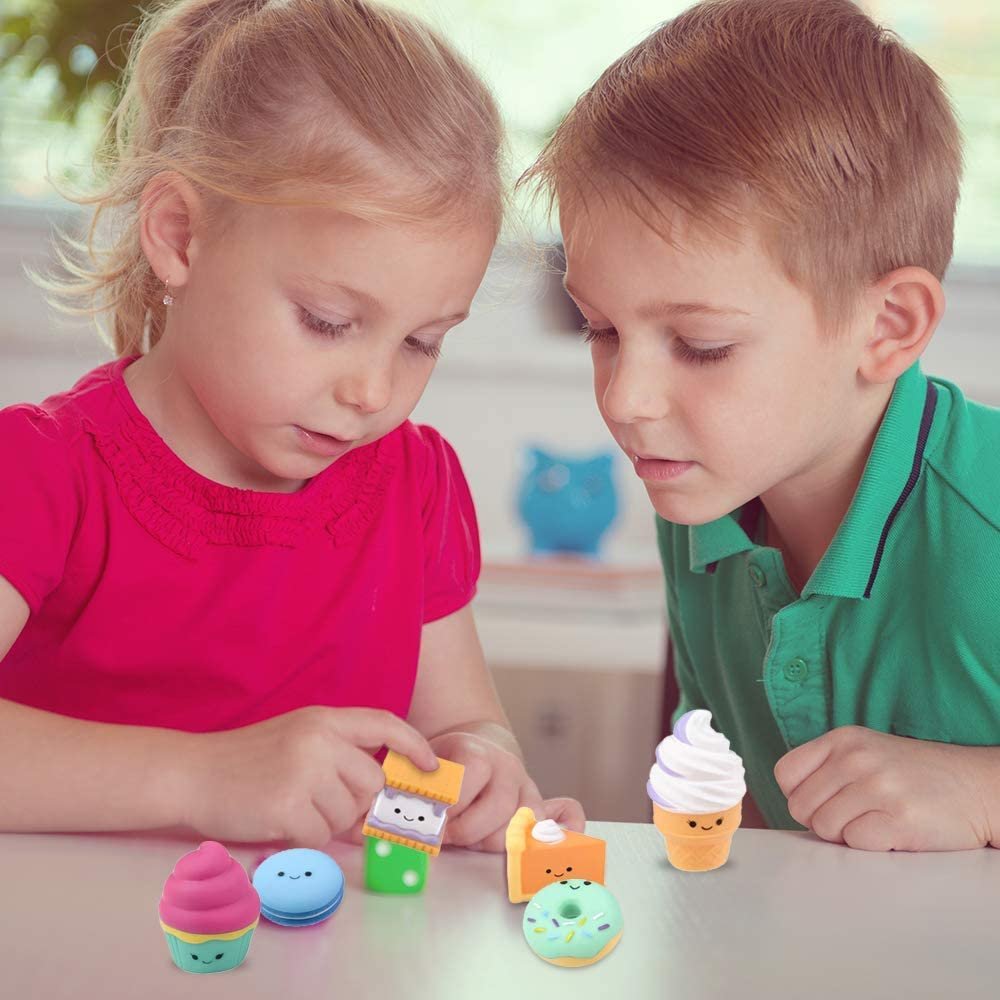 Food Toys for Kids, Set of 50, Assorted Rubber Sweet Treats, Pretend Play Food for Boys and Girls, Snack Themed Birthday Party Favors, Unique Goody Bag Fillers for Children