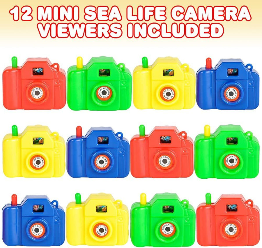 Mini Plastic Sea Life Camera Viewers, Set of 12, Children’s Pretend Play Prop with Images in Viewfinder, Fun Birthday Party Favors, Goodie Bag Fillers, Holiday Prize for Boys and Girls