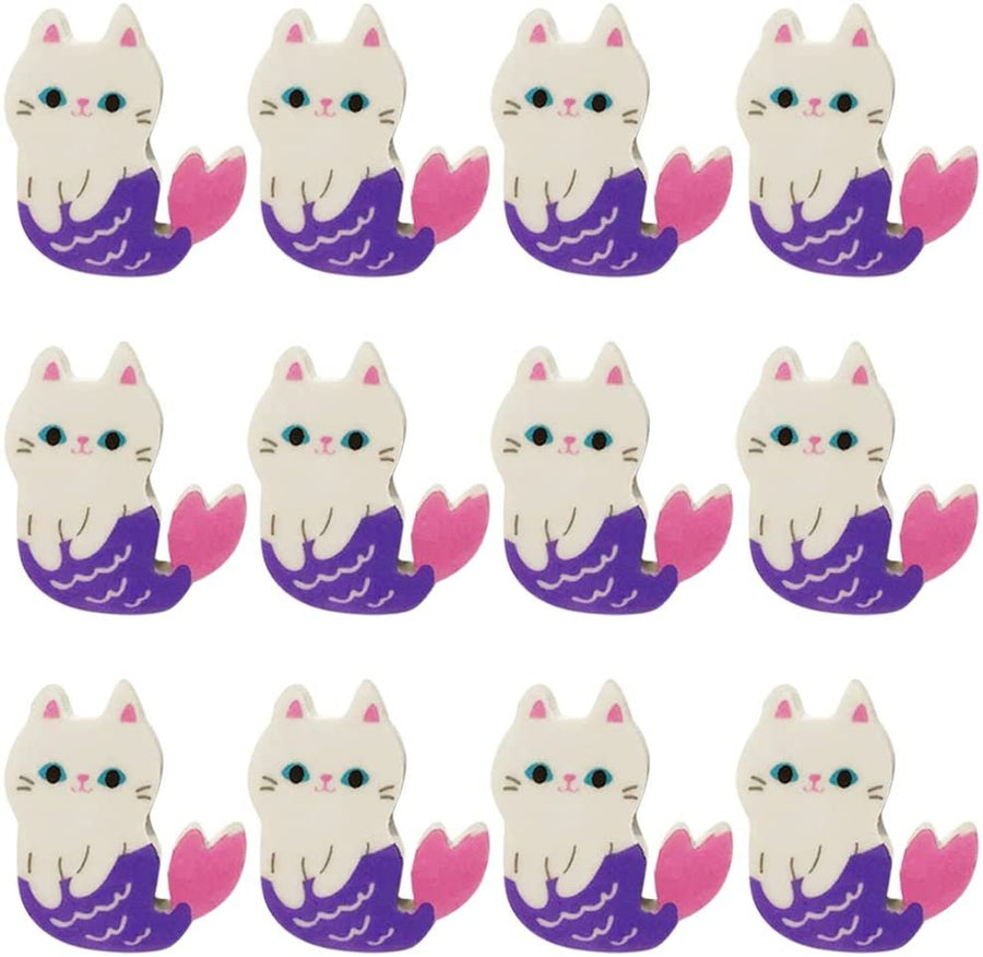 Purrmaid Erasers for Kids, Set of 12, Aesthetic School Supplies for Kids and Classroom Gifts for Students, Great as Pinata Stuffers, Goodie Bag Fillers, and Stationery Party Favors