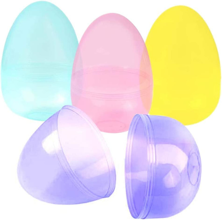 Jumbo Plastic Easter Eggs, Set of 4, Giant 8", Large Easter Eggs Empty Fillable for Big Toys, Assorted Translucent Colors, Oversized Egg Hunt Supplies, Easter Basket Goodies for Kids