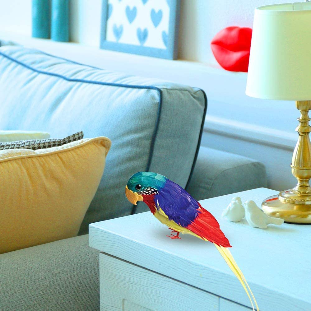 11" Parrot, Realistic Parrot Party Decoration with Lifelike Feathers, Artificial Parrot Bird for Tropical Party and Home Décor, Feathered Parrot on Shoulder Prop for Pirate Costume