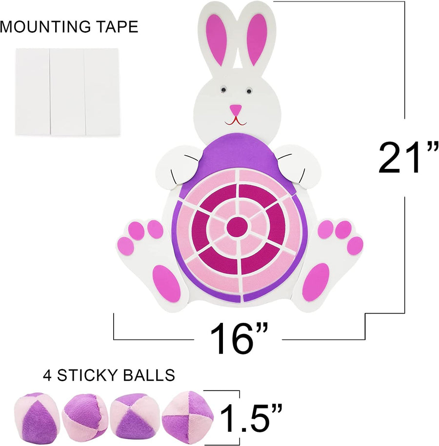 Easter Bunny Egg Dart Board Sticky Balls Toys Games Dart Board Kit with 3 Sticky Balls for Indoor and Outdoor Sports Games