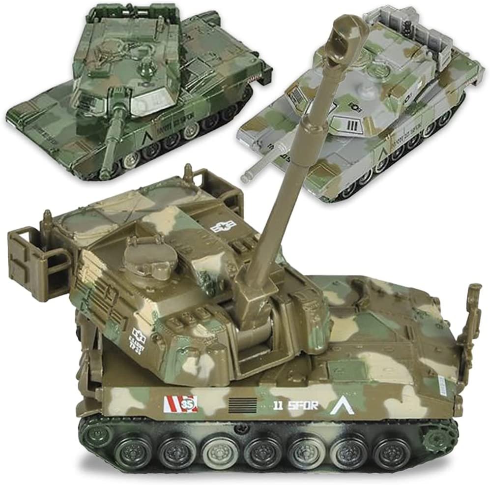 Pull Back Tank Toys, Set of 3, Diecast Tank Military Toys in Camouflage  Colors, Army Toys for Boys and Girls with a Pullback Motion, Gifts and Army
