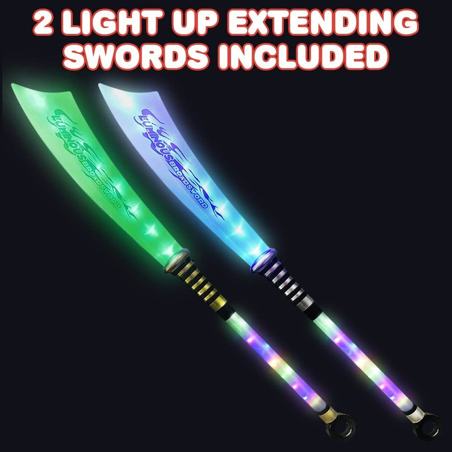 Light Up Toy Swords for Kids Extendable with Movement Sound Sensor, Set of 2, LED Toy Swords for Boys, Ninja Swords for Kids, Batteries Included, Ninja Kids Toys, Gift for Kids 3 and Up