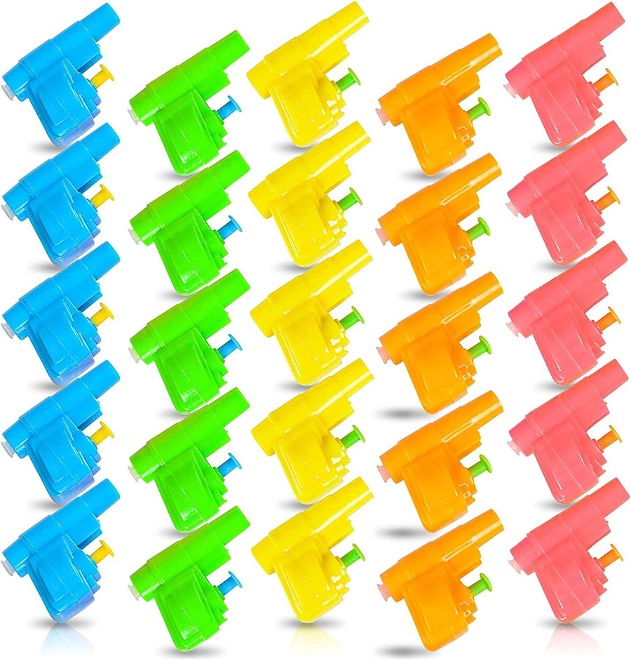 Colorful Mini Water Guns - Pack of 24 - Fun Assorted Neon Colors - Great Pool and Beach Party Favor - Amazing Gift Idea for Boys and Girls Ages 3+