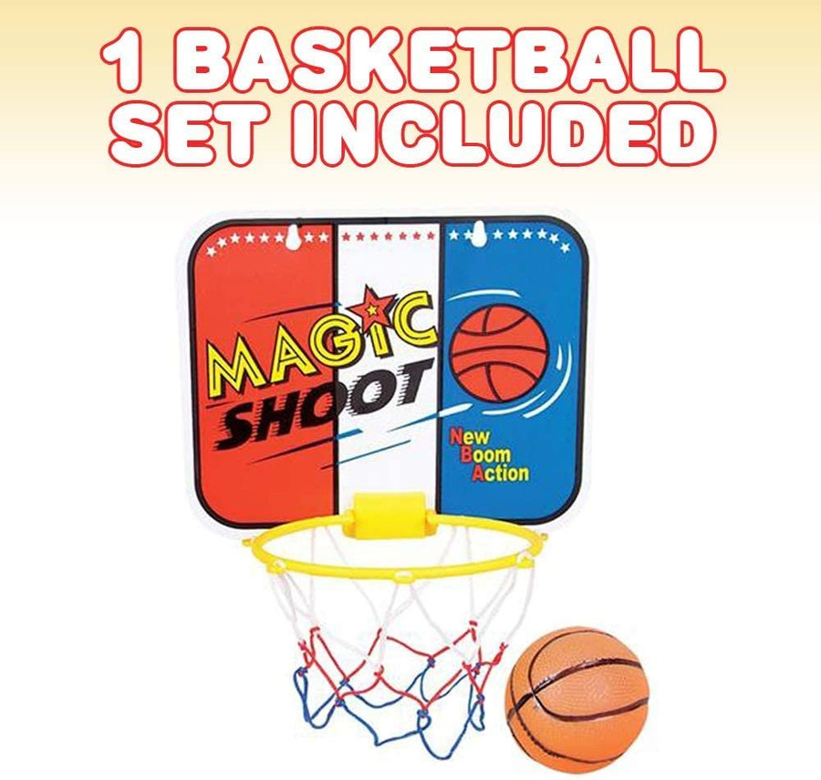 Magic Shot Mini Basketball Game for Kids, Includes 1 Mini Ball, 1 Backboard Net, & Hanging Stickers, Indoor Basketball Set for Home, Office, Bedroom, Best Gift for Boys and Girls