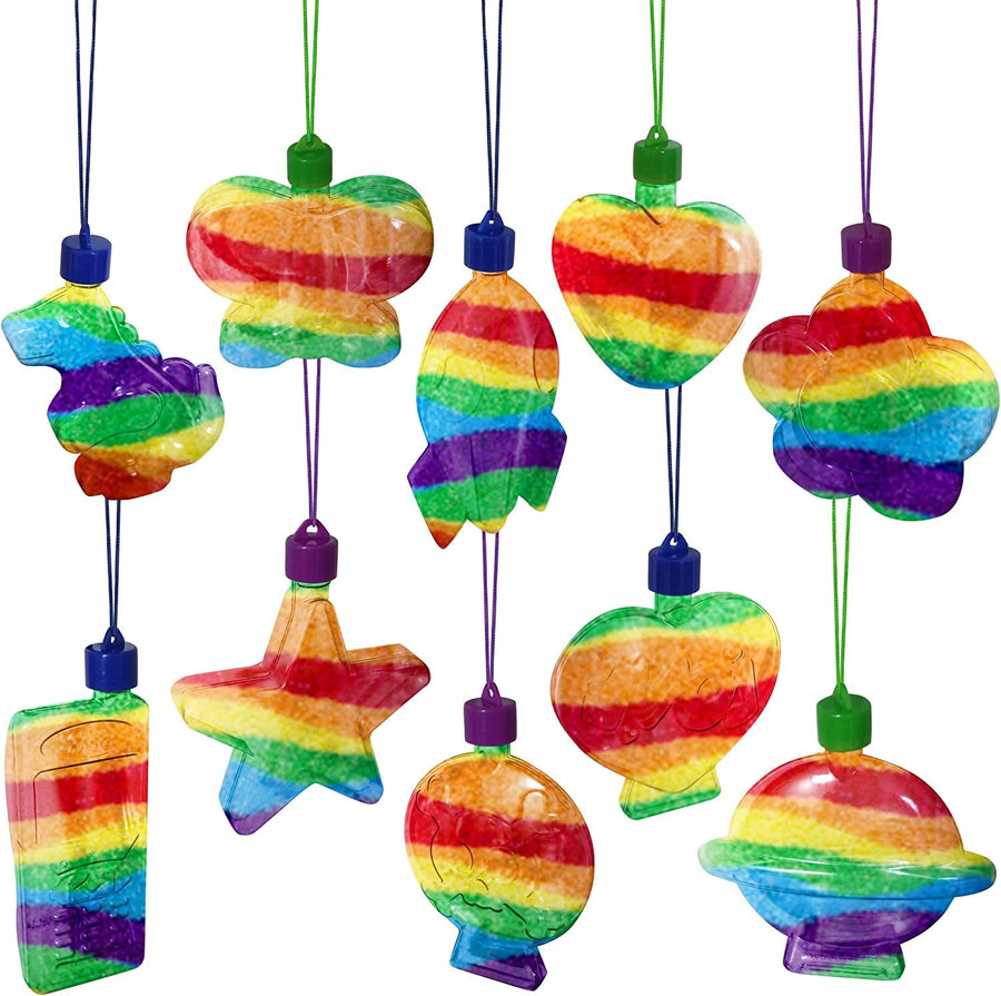 Sand Art Bottle Necklaces Assortment for Kids, Bulk Pack of 60, Collection of Sand Art Craft Bottle Necklaces, Fun Party Supplies & Favors for Boys and Girls - Sand Sold Separately