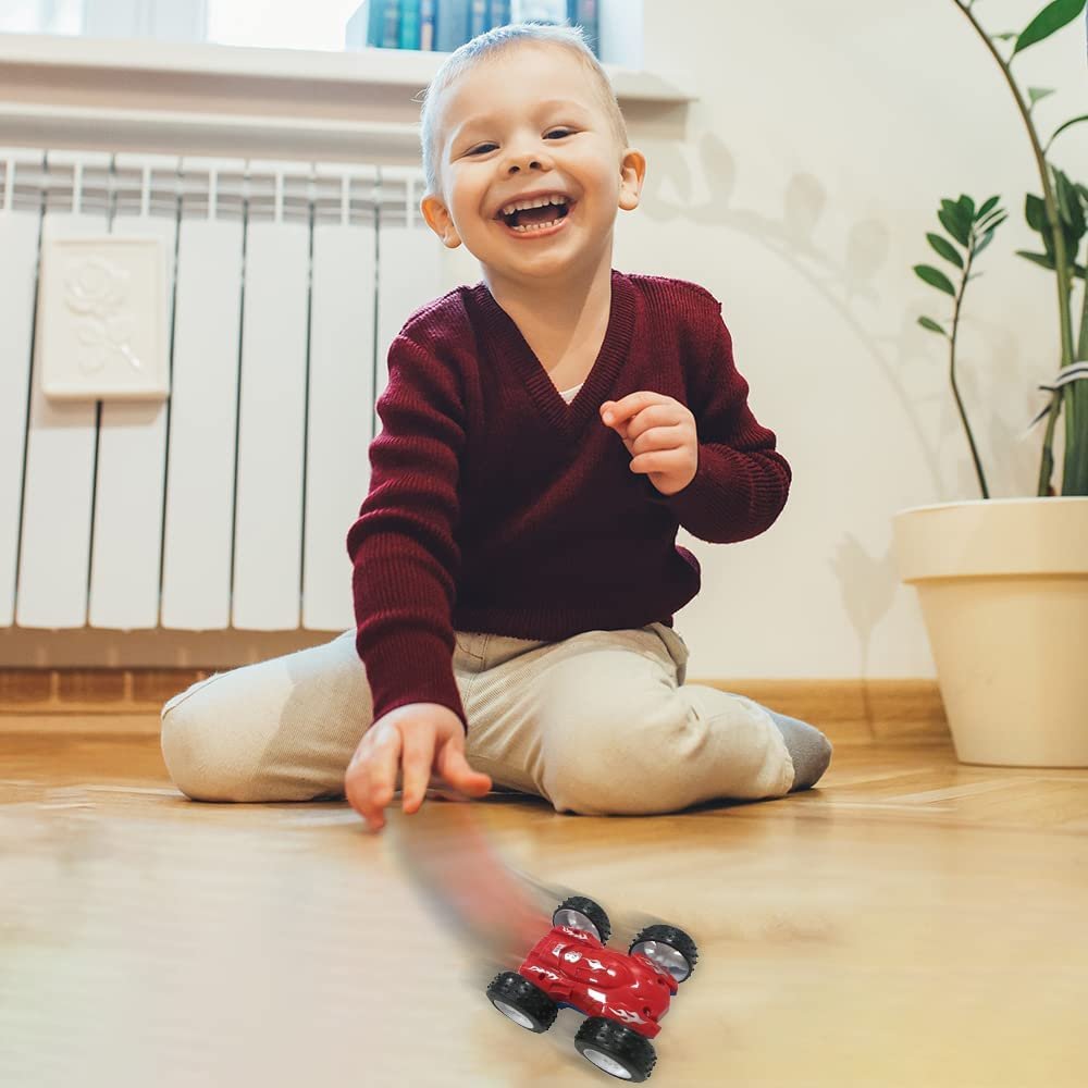 Friction Flip Stunt Toy Cars for Kids, Set of 2, Cool Friction Powered Push n Go Double-Sided Cars, Awesome 360 Degree Flips, Great Birthday Gift Idea for Boys