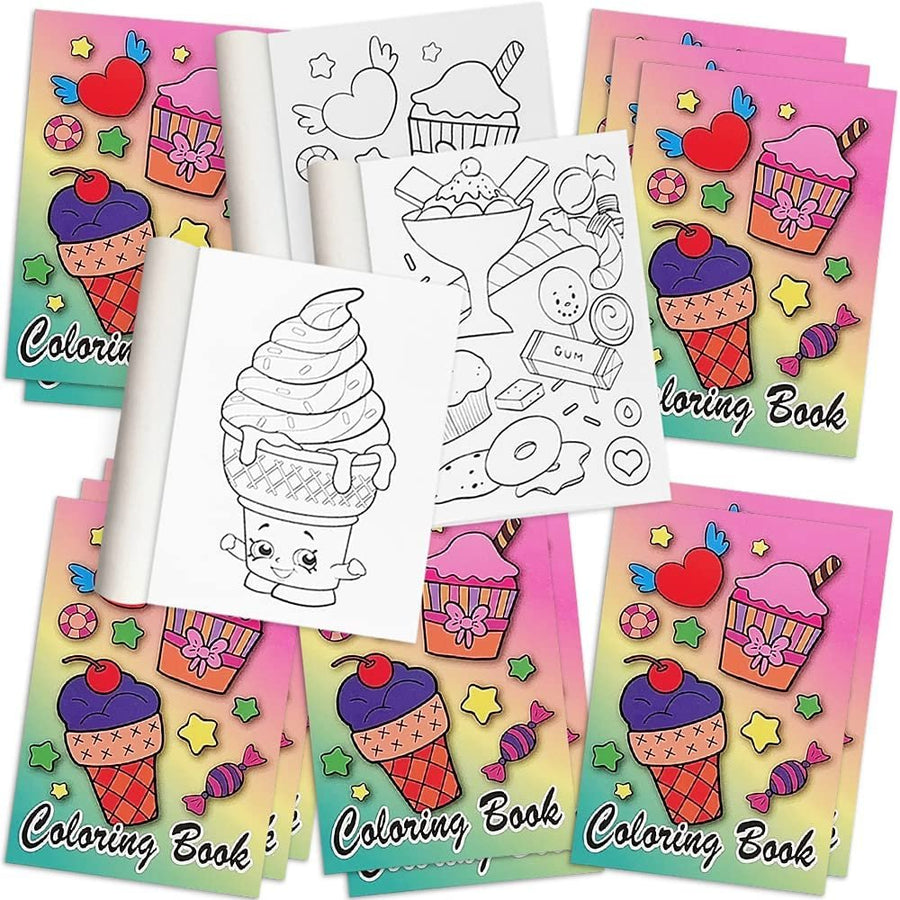Ice Cream Coloring Books for Kids, Set of 12, 5 x 7" Small Color Booklets, Fun Treat Prizes, Favor Bag Fillers, Birthday Party Supplies, Art Gifts for Boys and Girls