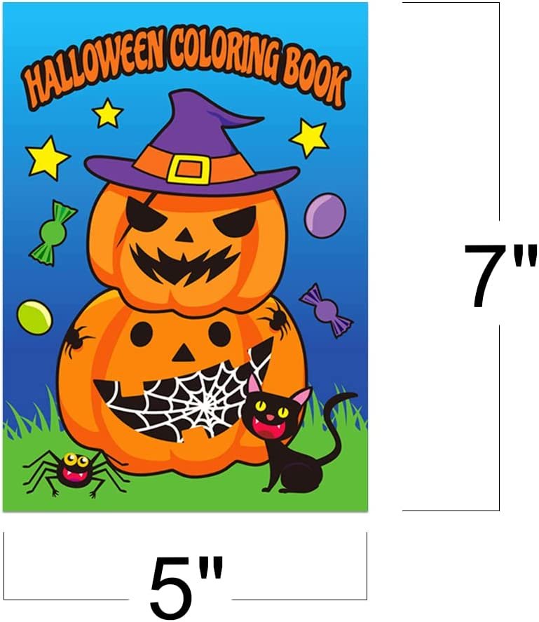 Halloween Coloring Books for Kids, Pack of 20, 5” x 7” Mini Booklets, Fun Halloween Treats Prizes, Favor Bag Fillers, Birthday Party Supplies, Art Gifts for Boys and Girls