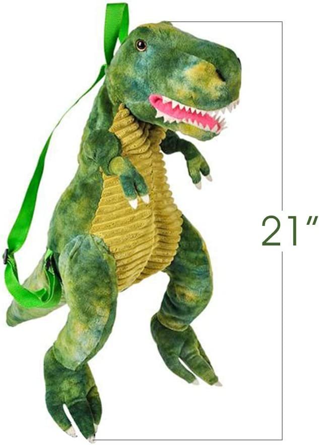 Plush T-Rex Backpack for Kids, Dinosaur Bag with Adjustable Straps & Zipper