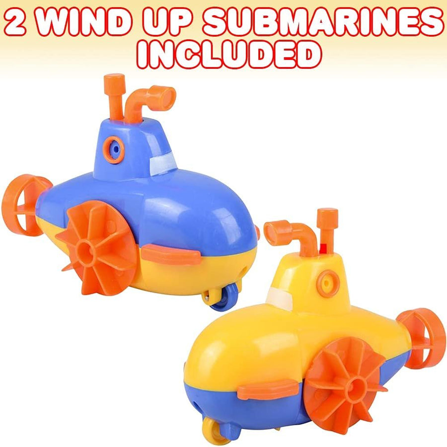 Wind Up Submarine Toys for Kids, Set of 2, Water Swimming Toy Submarines, Fun Bathtub Toys for Kids, Underwater Party Favors for Boys and Girls, Unique Goodie Bag Fillers