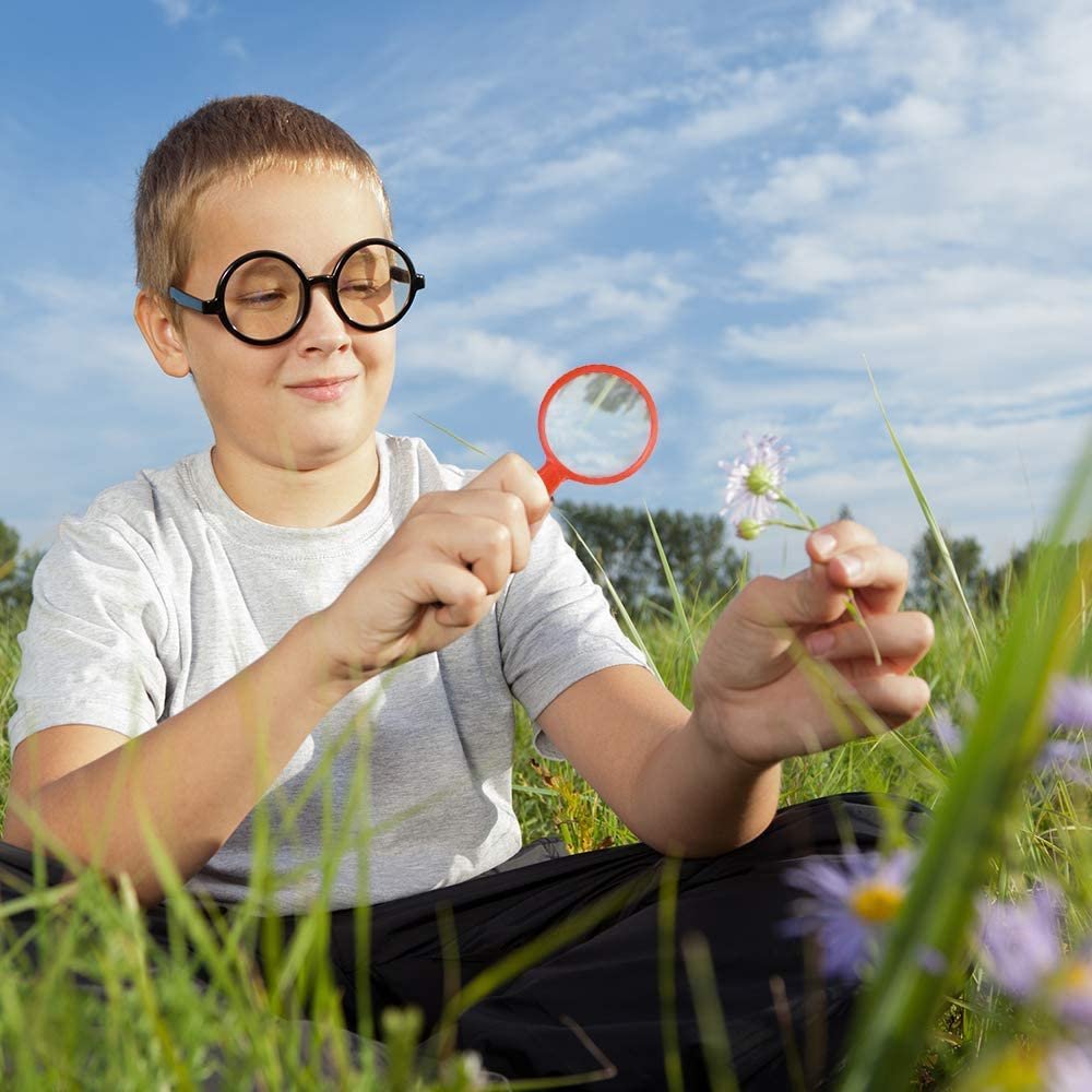 Kids’ Magnifying Glasses - Bulk Pack of 144 - Mini Magnifier Lenses in Assorted Bright Colors, Hand Held Magnifying Glasses Favors for Science, Explorer, Spy, Detective, or Insect Party