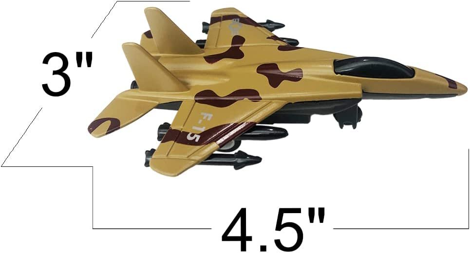 Diecast Fighter Jets, Pullback Mechanism, Set of 4, Diecast Metal Jet Plane Fighter Toys for Boys, Air Force Military Cake Decorations, Pull Back Airplane Party Favor, 4 Colors