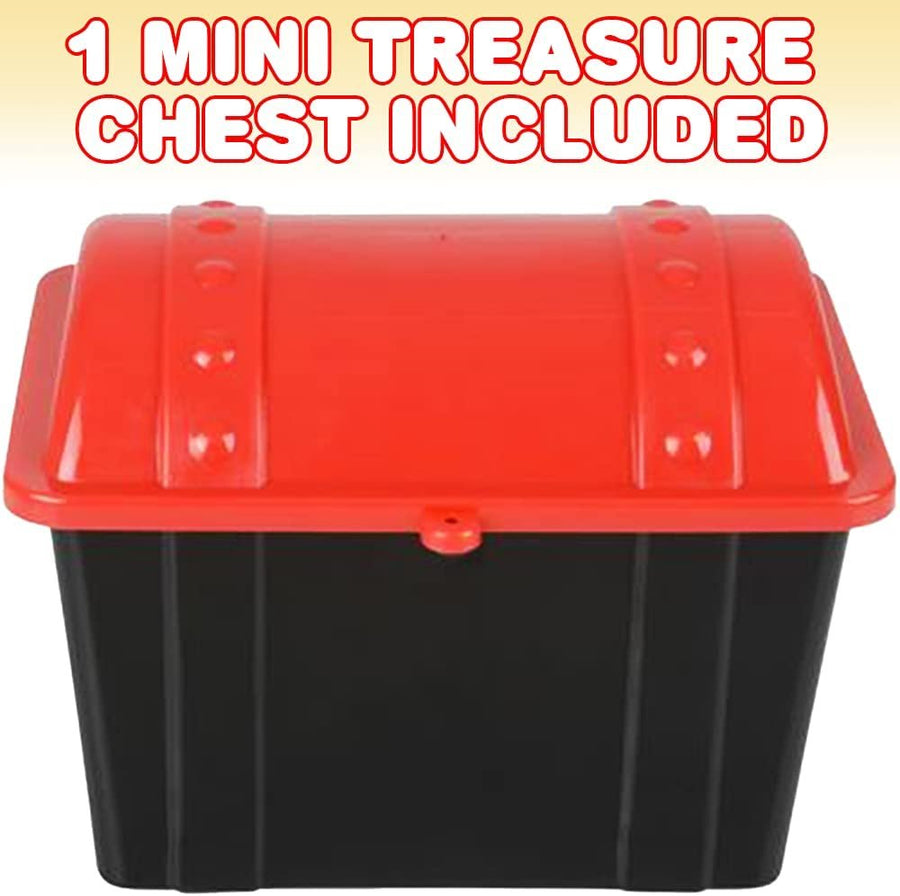 Pirate Treasure Chest, 1 Black Chest with Red Cover, Plastic Treasure Chest, Functional Storage Chest for Toys, Perfect Prize Chest for Classroom, Great for Imaginative Play