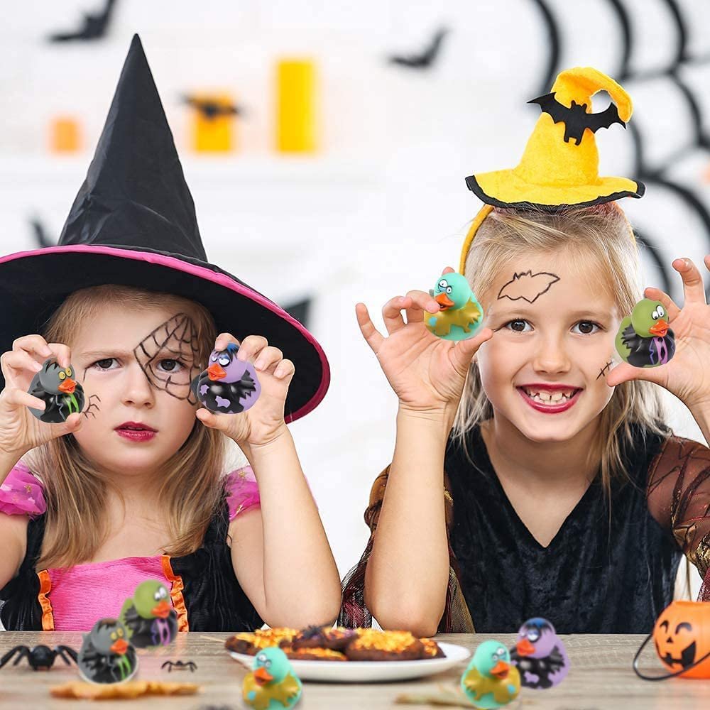 2" Zombie Rubber Duckies for Kids, Pack of 12, Variety of Designs and Colors, Trick or Treat Supplies, Goodie Bag Fillers, Party Favors, Halloween Themed Bathtub Toys