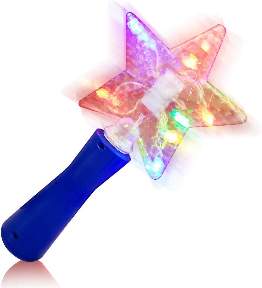 10" Light Up Star Magic Wand for Kids - Magical Fairy Princess Costume Prop, Toy for Girls - Multi-Color Flashing LEDs - Batteries Included - Blue