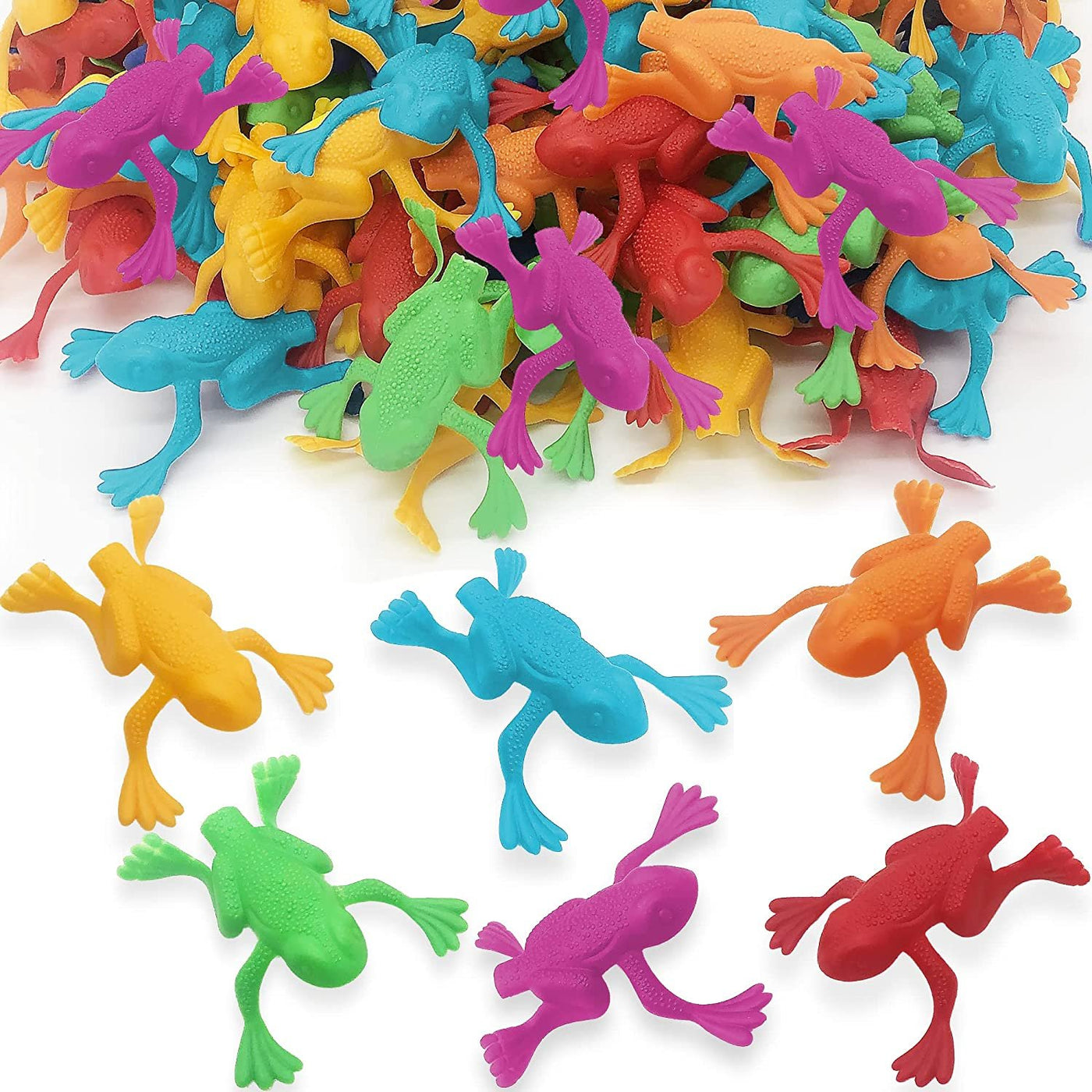 Jump n Leap Frog Toy - 130 Pack of 2" Assorted Colors, Cool Jumping Frogs for Kids - Vibrant Color Variety - Fun Party Favors, Goody Bag Fillers, Contest Prizes for Girls and Boys