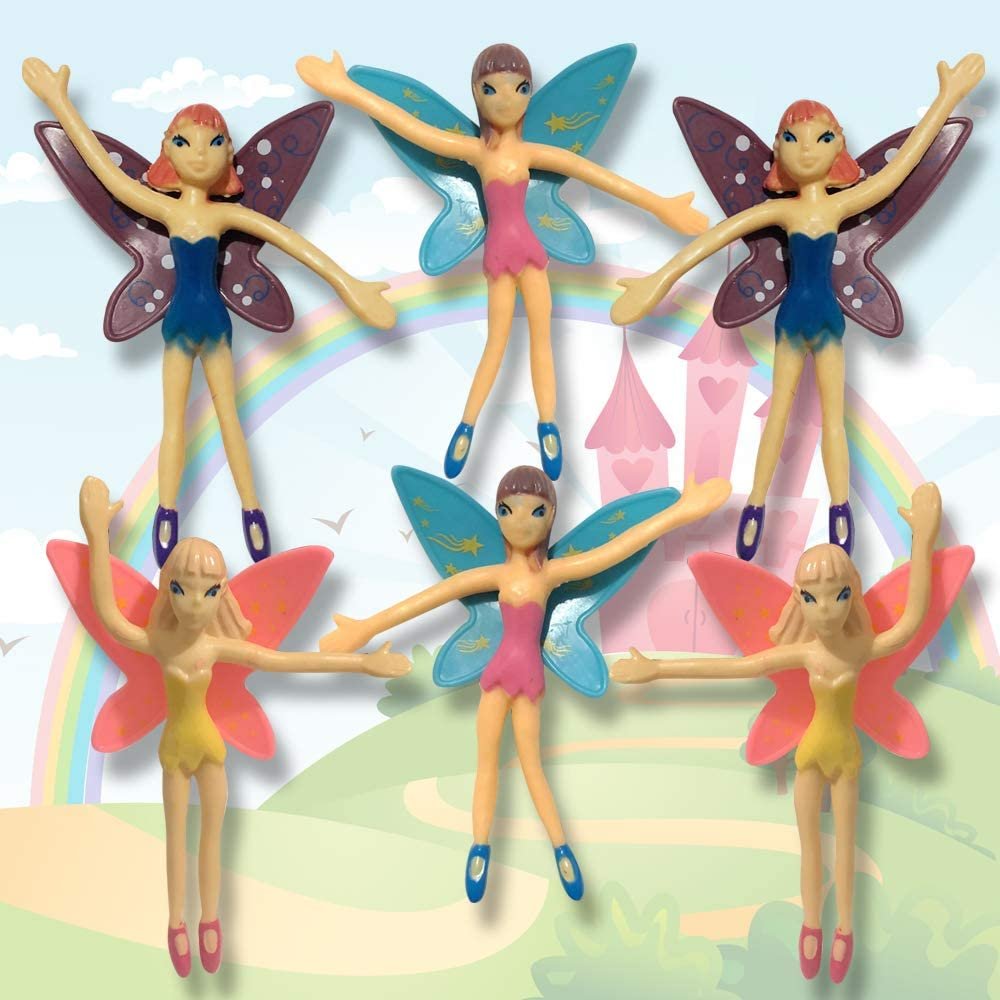 Bendable Fairy, Set of 12 Flexible Fairy Princesses, Birthday Party Favors for Boys and Girls, Stress Relief Fidget Toys for Kids and Adults, Goody Bag Stuffers, Piñata Fillers