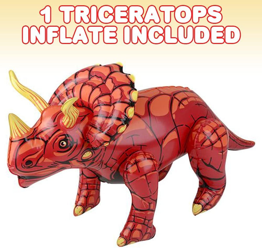 Triceratops Inflate, 1 PC, Realistic-Looking Inflatable Dinosaur Toy, Cool Dinosaur Party Decorations, Stands Without Support, Unique Inflatable Pool Toys for Kids, 26"es Long