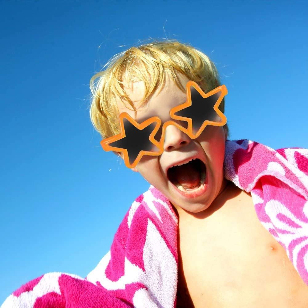 Kiddie Star Sunglasses, Set of 12, Cool Sun Glasses in Assorted Colors, Fun Birthday and Pool Party Favors for Boys and Girls, Dress-Up Accessories, Goodie Bag Fillers