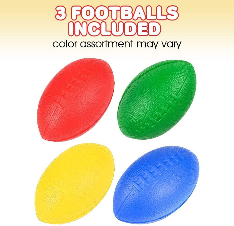 7.5" Foam Footballs for Kids, Colorful Foam Sports Footballs for Outdoor Fun (Set of 3)